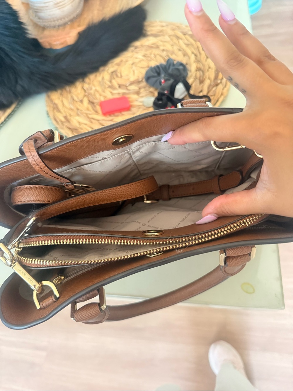 Michael Kors Cognac Saffiano Leather Satchel - Picture 6 of 7